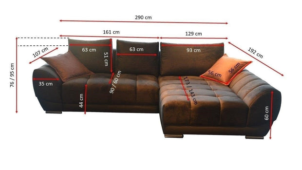 Divano Angolare Letto a sinistro 4 posti Voleto Nero (4)
