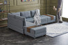 Asir Divano Angolare Letto a sinistro 5 posti in tessuto Fly Blu