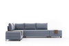 Asir Divano Angolare Letto a sinistro 5 posti in tessuto Fly Blu