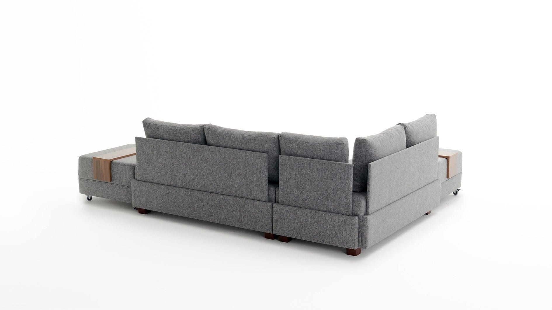 Asir Divano Angolare Letto a sinistro 5 posti in tessuto Fly Grigio