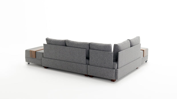 Asir Divano Angolare Letto a sinistro 5 posti in tessuto Fly Grigio