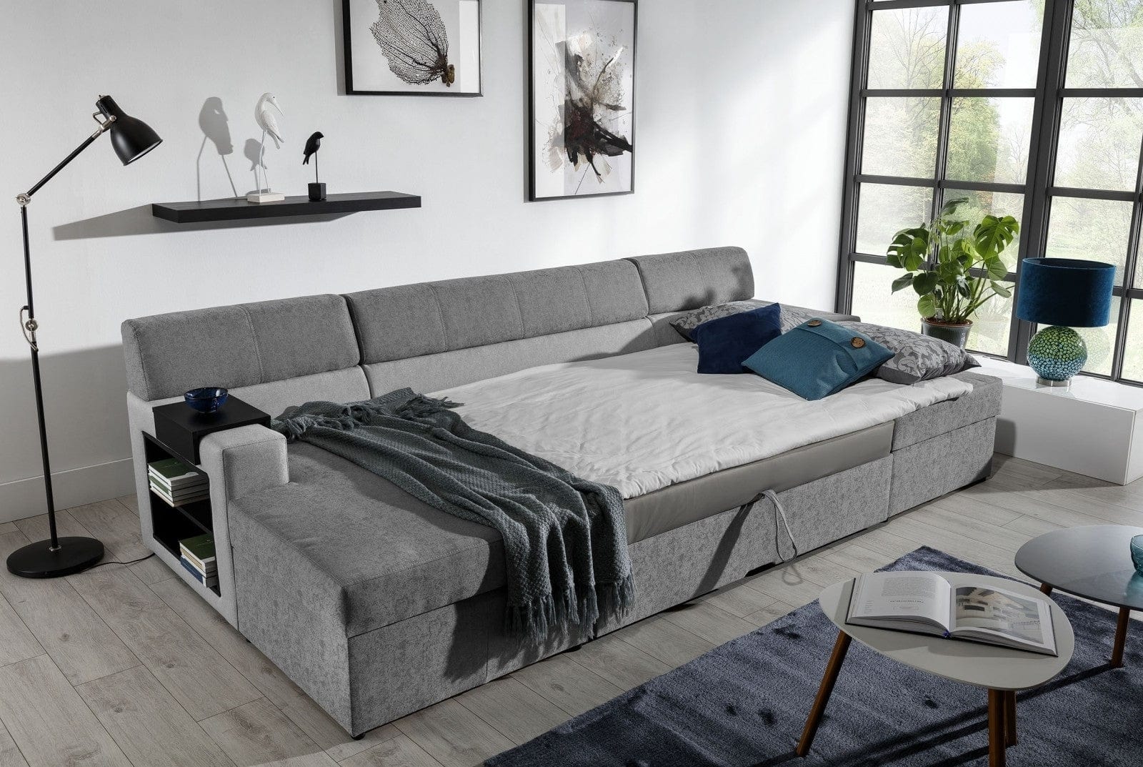 Eltap Divano Angolare Letto a sinistro 5 posti, in tessuto Marcus Grigio