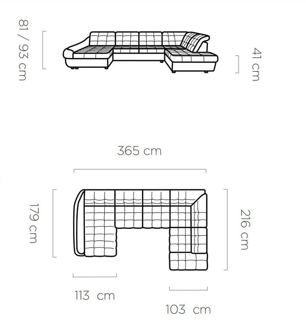 Wersal Divano Angolare Letto a sinistro 5 posti Infamy XL R1 Verde