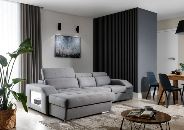 Divano Angolare Letto a sinistro 5 posti Tulonis Grigio