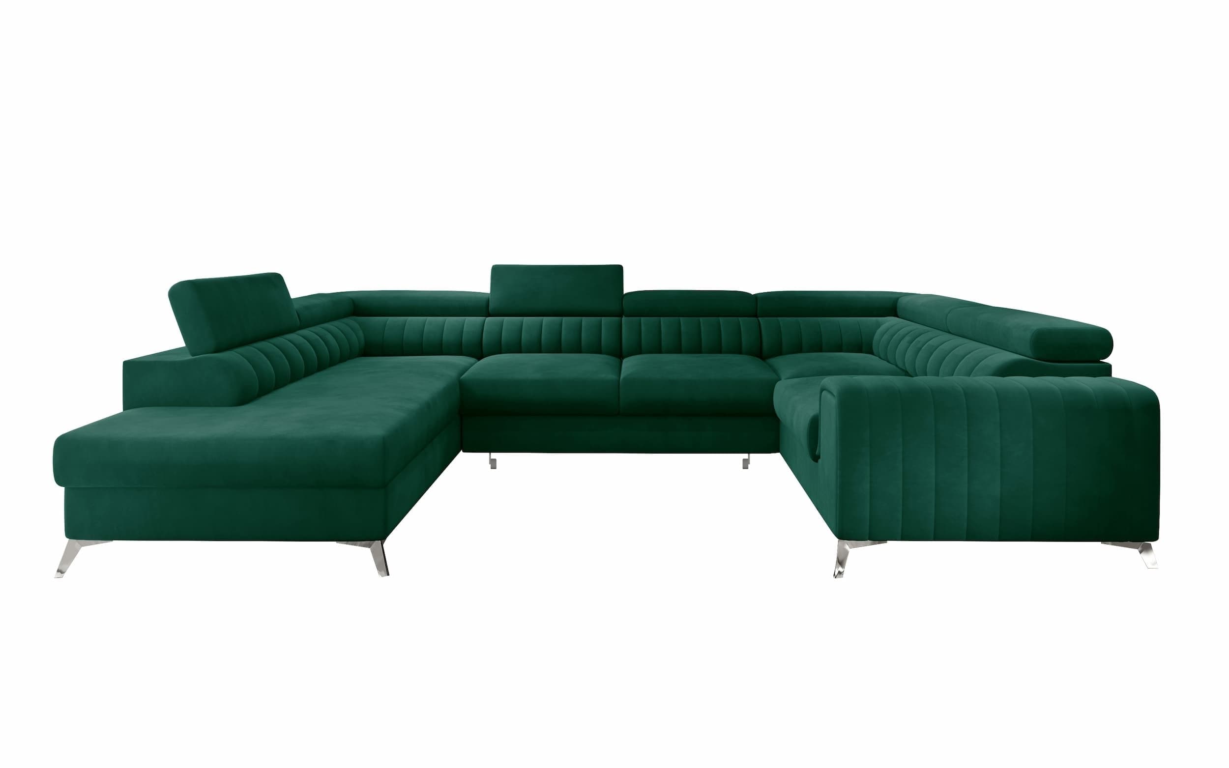 Eltap Divano Angolare Letto a sinistro 6 posti, in velluto Louisette Plus Verde