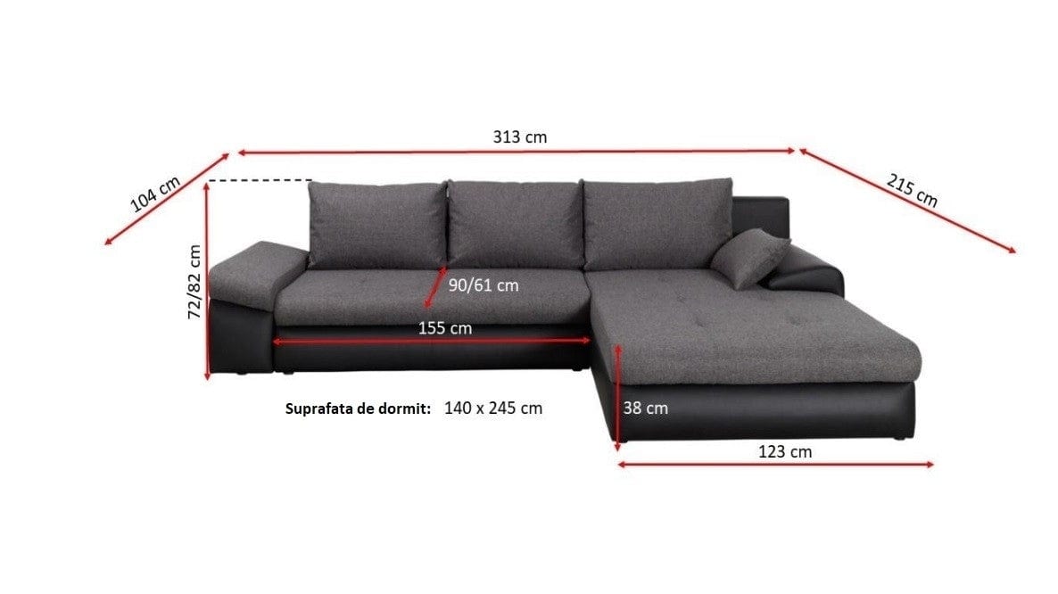 Divano Angolare Letto universale 4 posti Banes Blu (2)