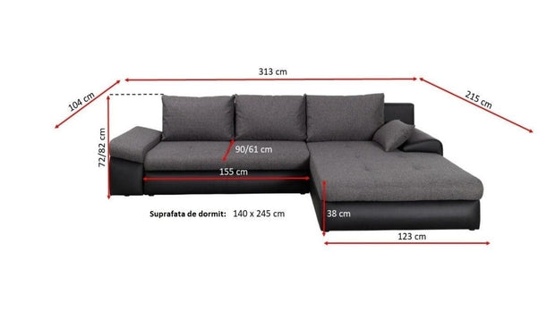 Divano Angolare Letto universale 4 posti Banes Blu (2)