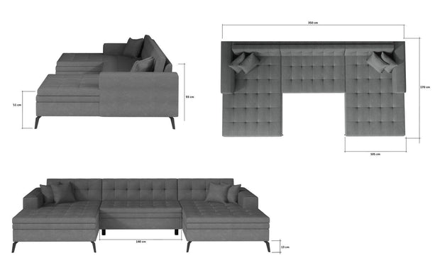 Divano Angolare Letto universale 6 posti, in tessuto Vertis Plus Grigio (3)