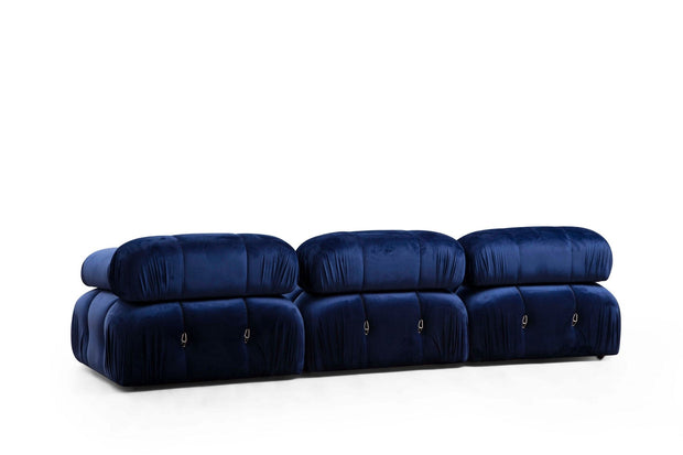 Asir Divano Angolare Modulare 3 posti in velluto Bubble Blu