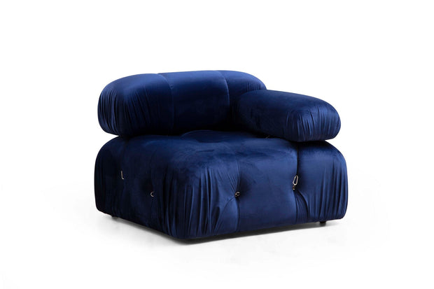 Asir Divano Angolare Modulare 3 posti in velluto Bubble Blu