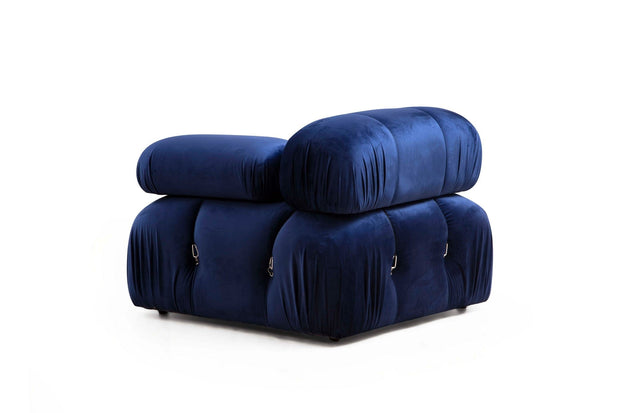 Asir Divano Angolare Modulare 3 posti in velluto Bubble Blu