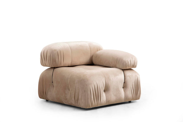 Asir Divano Angolare Modulare 3 posti in velluto Bubble II Crema