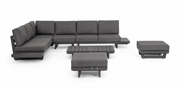 Bizzotto Divano Angolare Modulare da giardino Infinity Antracite