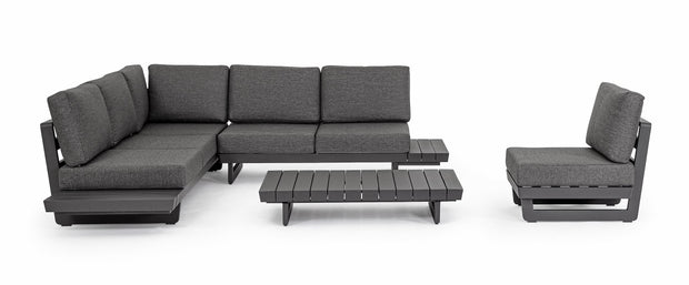 Bizzotto Divano Angolare Modulare da giardino Infinity Antracite