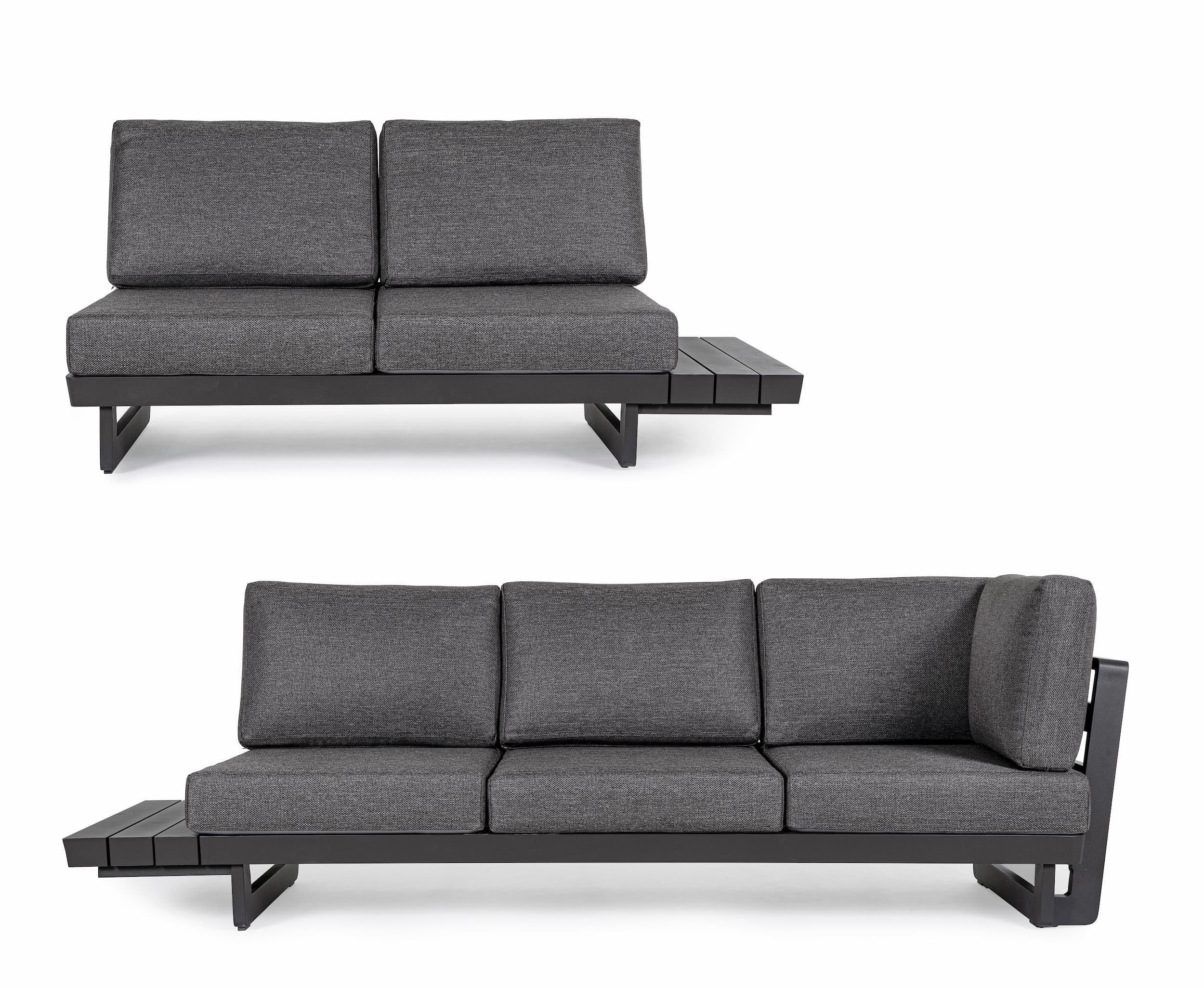 Bizzotto Divano Angolare Modulare da giardino Infinity Antracite