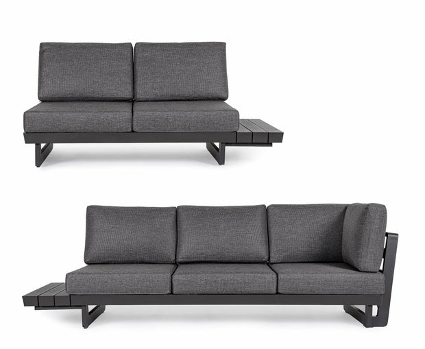 Bizzotto Divano Angolare Modulare da giardino Infinity Antracite