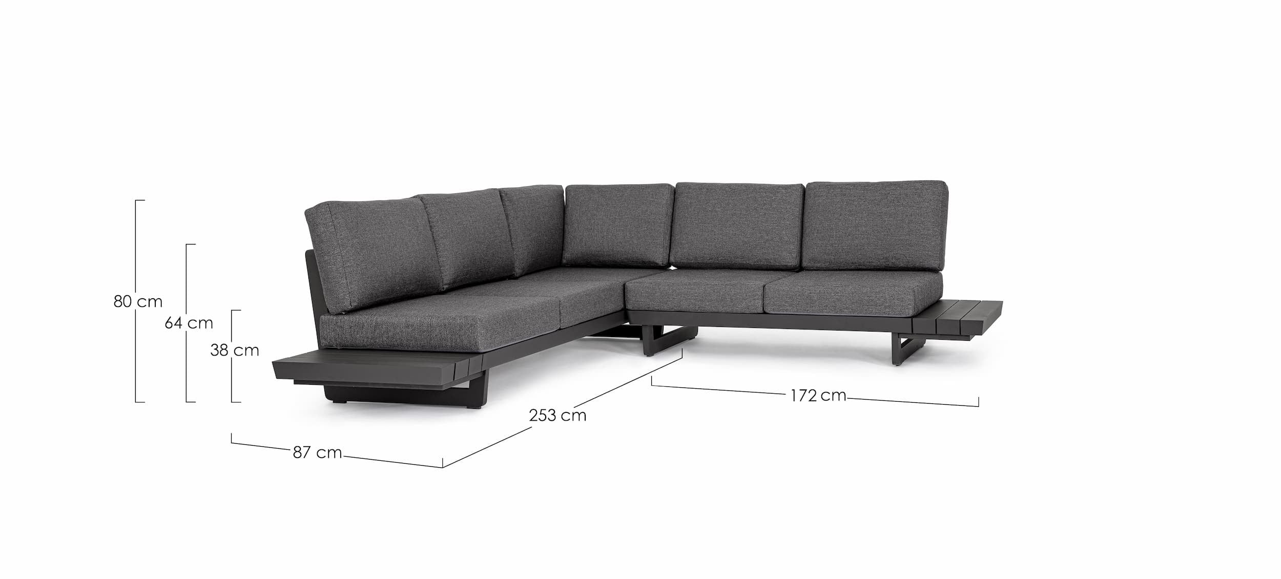 Bizzotto Divano Angolare Modulare da giardino Infinity Antracite