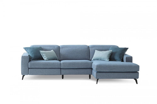 LeComfort Divano angolare relax elettrico a destro 4 posti Chris Blu