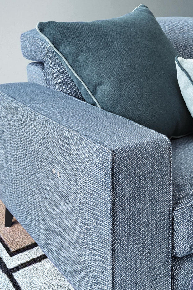 LeComfort Divano angolare relax elettrico a destro 4 posti Chris Blu