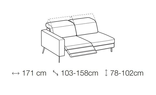 LeComfort Divano angolare relax elettrico a destro 4 posti Chris Blu