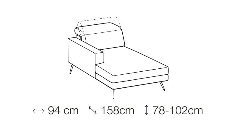 LeComfort Divano angolare relax elettrico a destro 4 posti Chris Blu