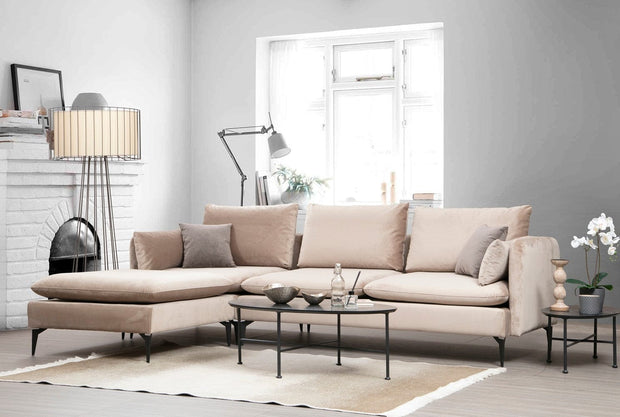 Asir Divano Angolare universale 3 posti in velluto Felix Beige