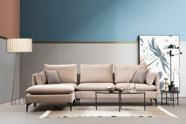 Asir Divano Angolare universale 3 posti in velluto Felix Beige