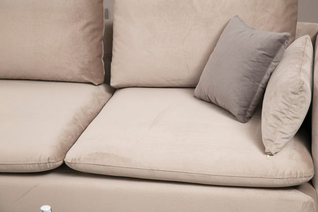 Asir Divano Angolare universale 3 posti in velluto Felix Beige