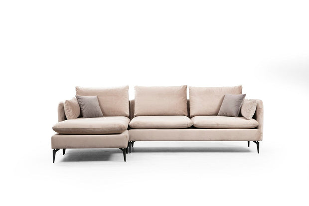 Asir Divano Angolare universale 3 posti in velluto Felix Beige