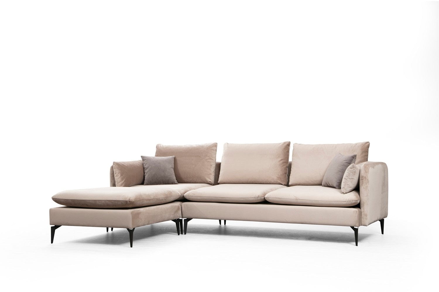 Asir Divano Angolare universale 3 posti in velluto Felix Beige