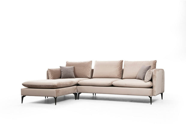 Asir Divano Angolare universale 3 posti in velluto Felix Beige