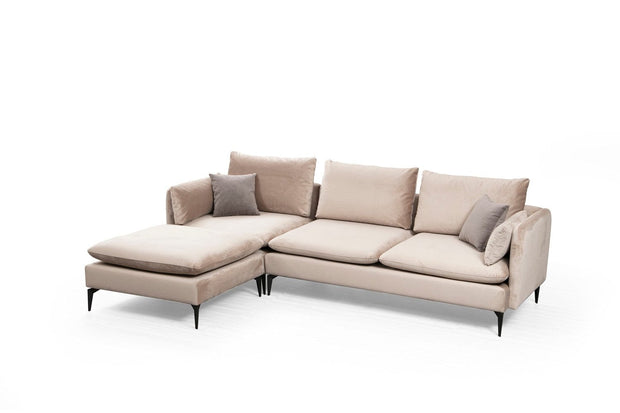 Asir Divano Angolare universale 3 posti in velluto Felix Beige