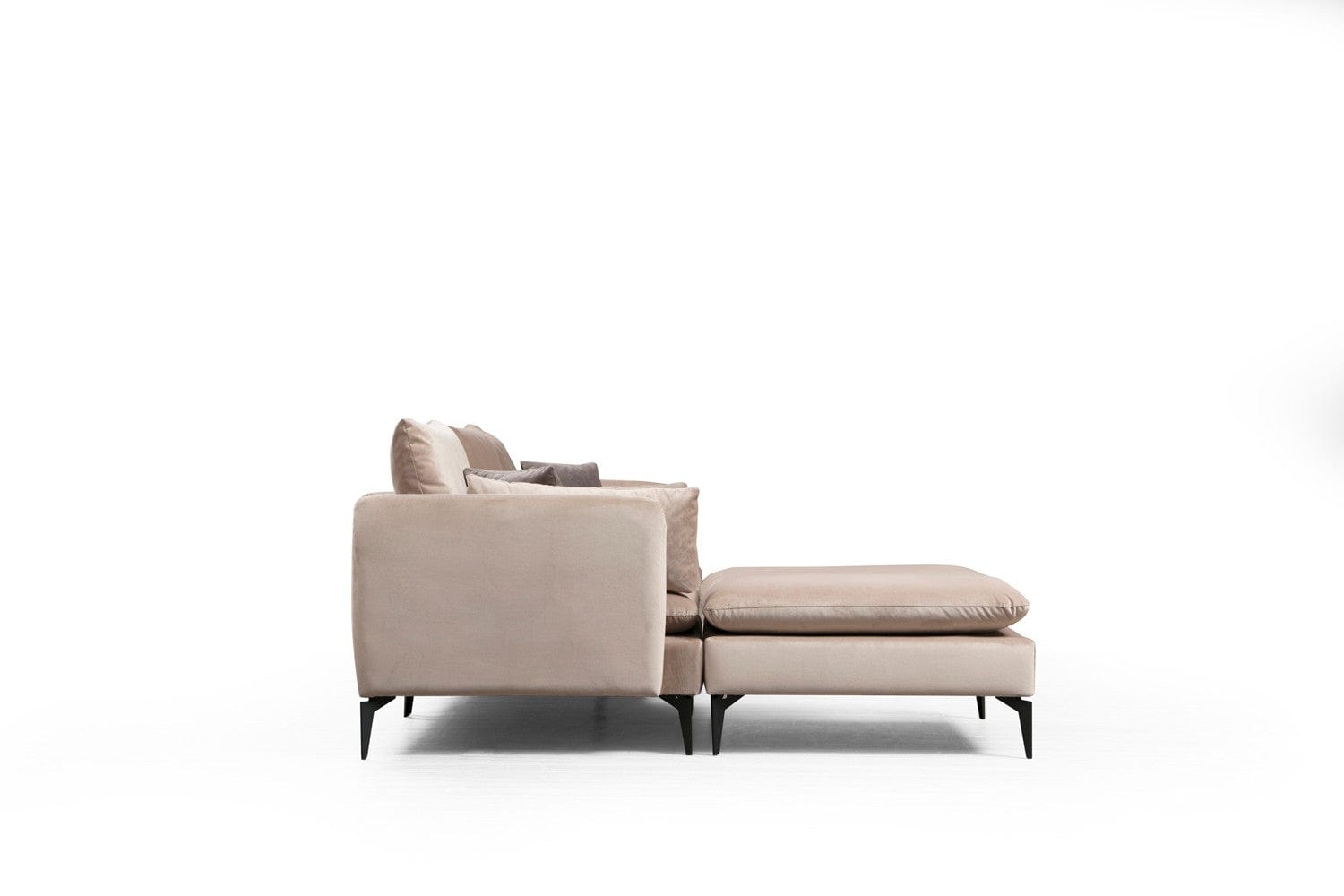 Asir Divano Angolare universale 3 posti in velluto Felix Beige