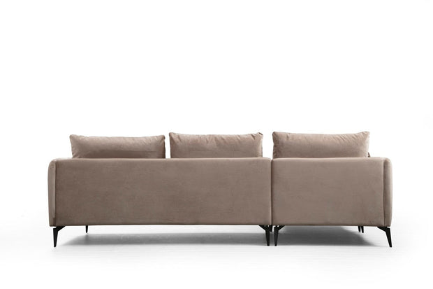 Asir Divano Angolare universale 3 posti in velluto Felix Beige