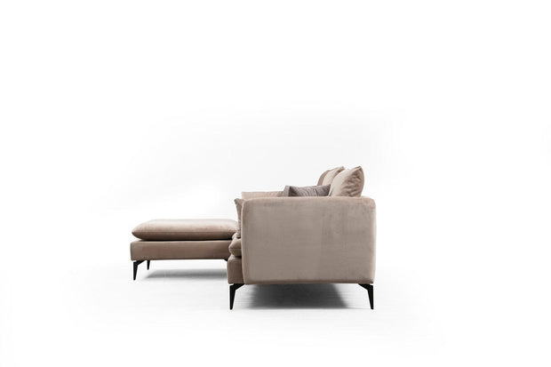 Asir Divano Angolare universale 3 posti in velluto Felix Beige