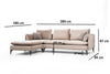 Asir Divano Angolare universale 3 posti in velluto Felix Beige