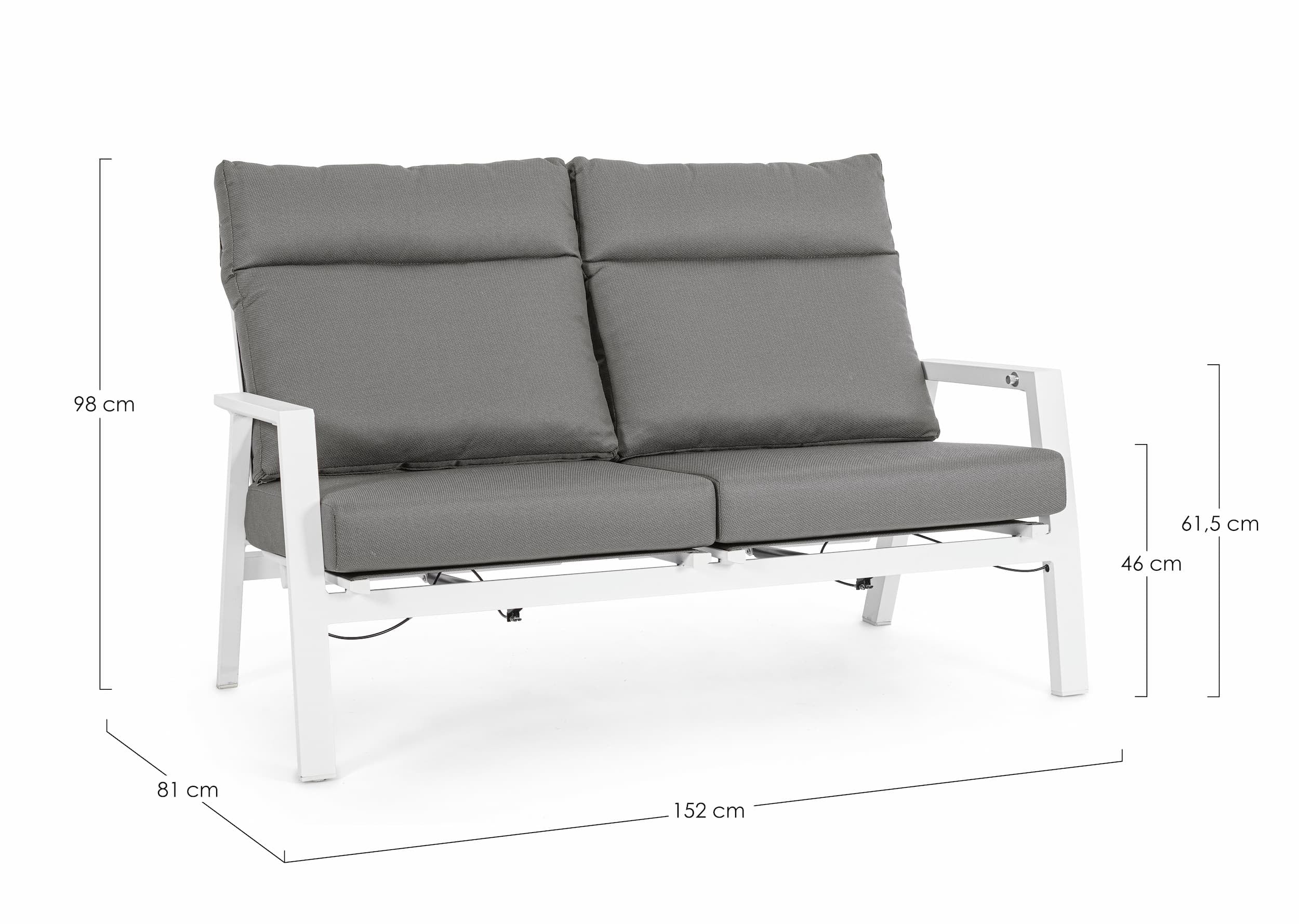 Bizzotto Divano da giardino 2 posti Kledi JX11 Grigio