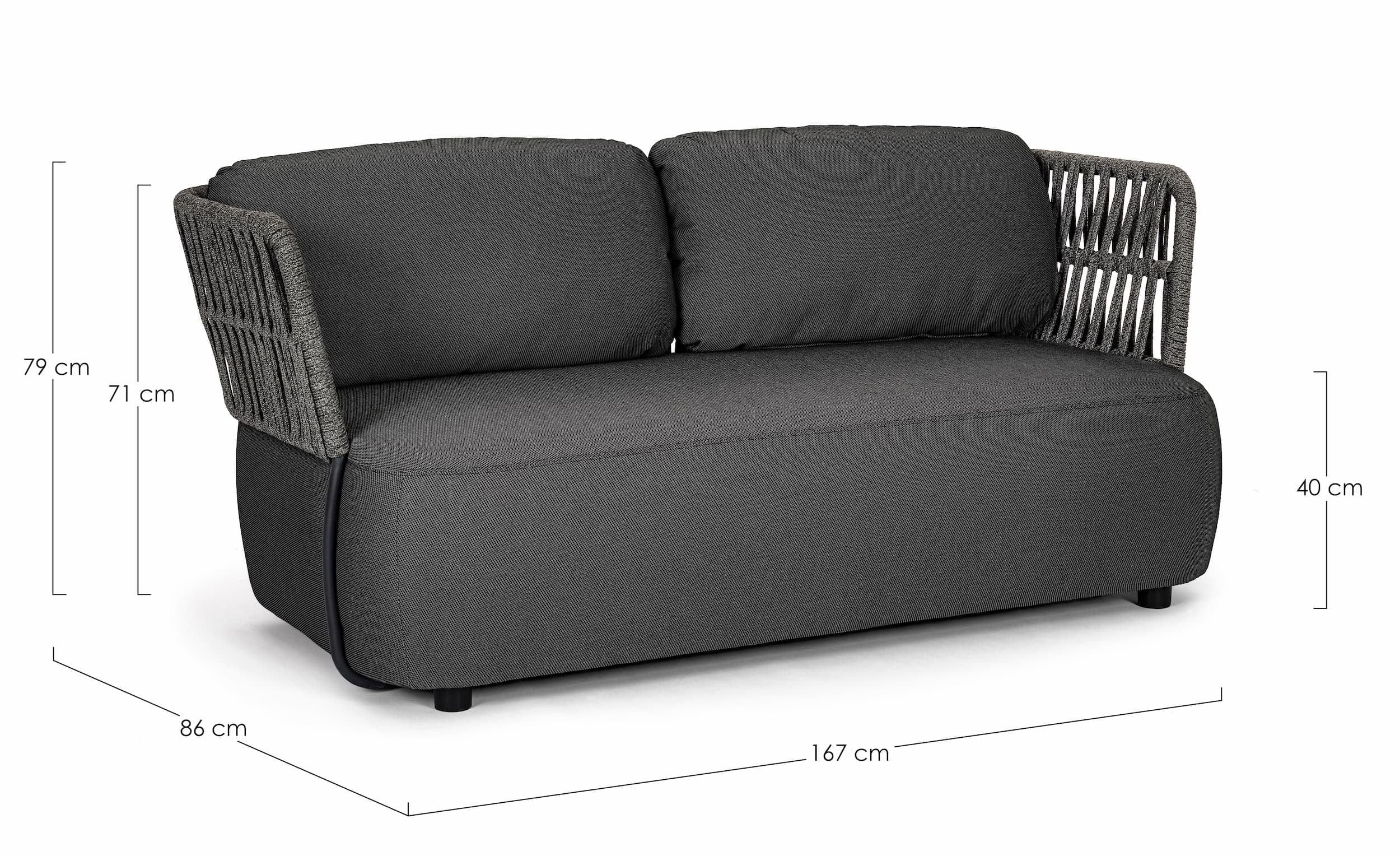Bizzotto Divano da giardino 2 posti Palmer Antracite