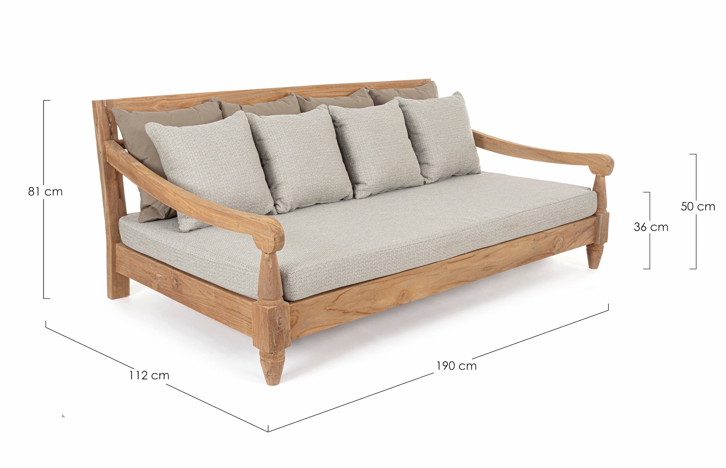 Bizzotto Divano da giardino 3 posti Bali Grigio
