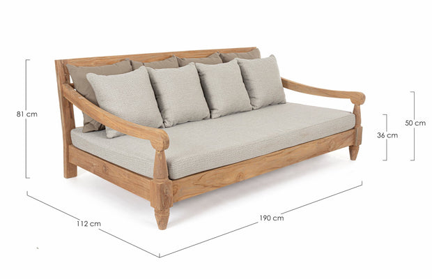 Bizzotto Divano da giardino 3 posti Bali Grigio