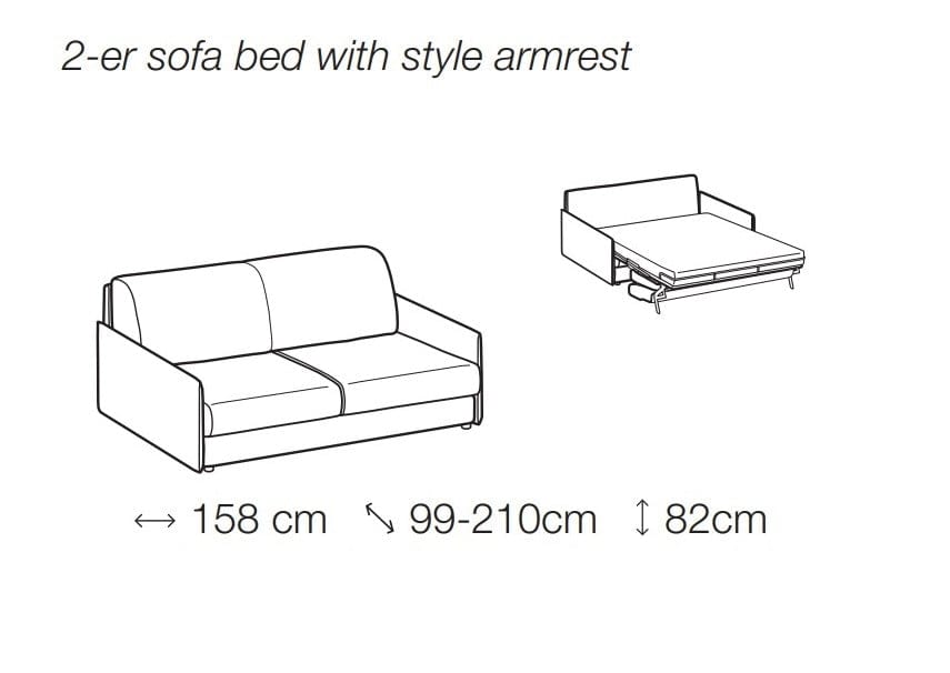 LeComfort Divano Letto 2 posti con contenitore Modire Grigio