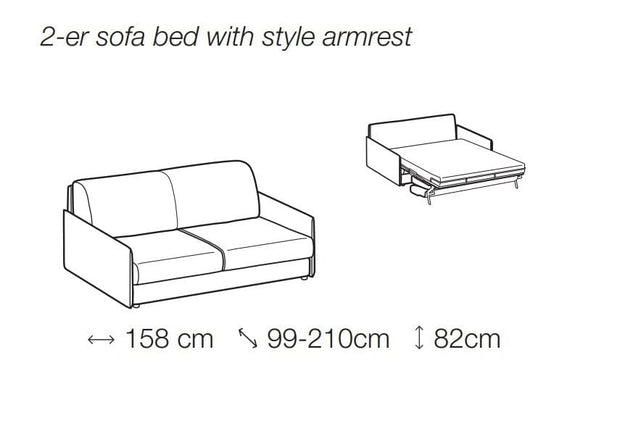 LeComfort Divano Letto 2 posti con contenitore Modire Grigio