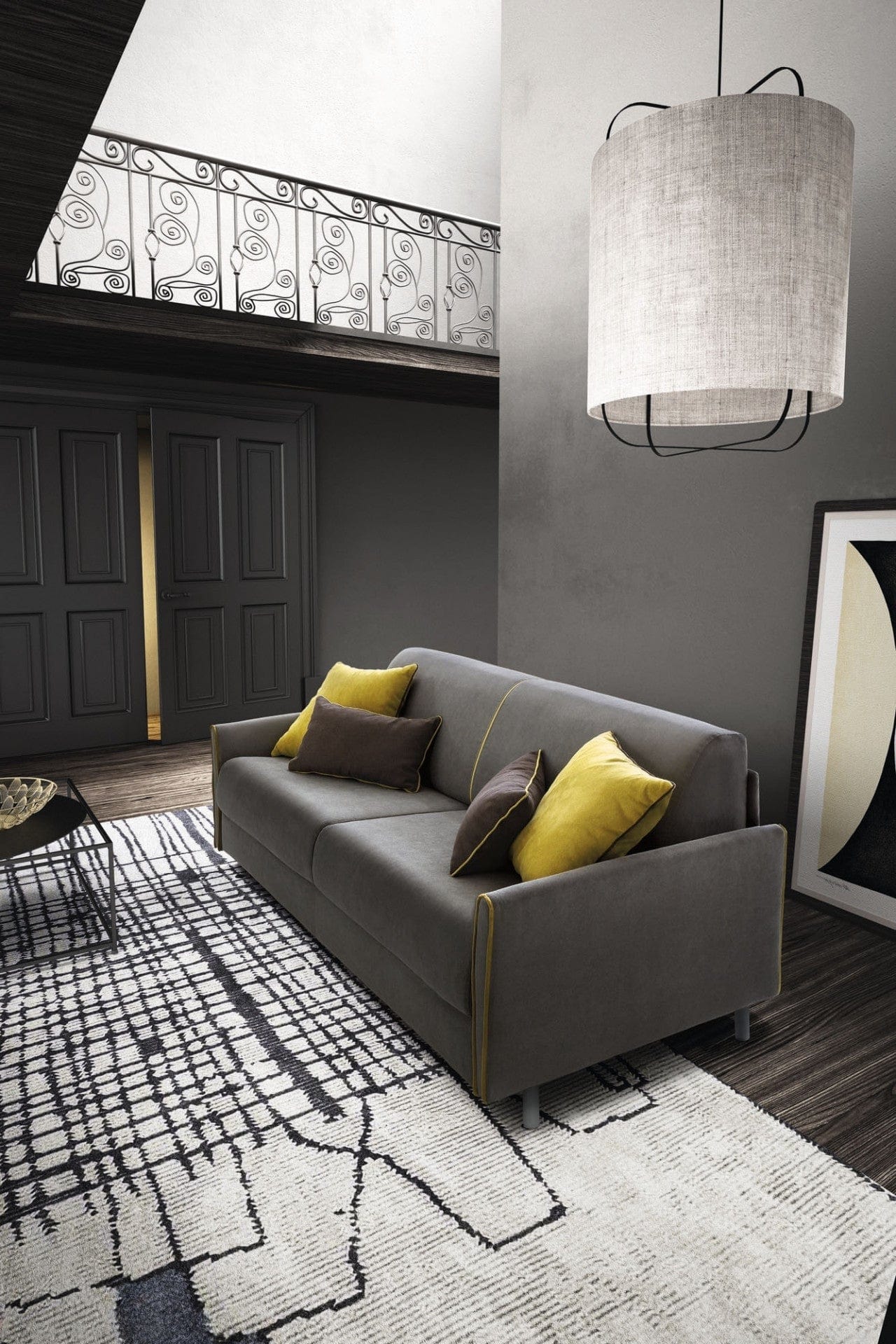 LeComfort Divano Letto 2 posti con contenitore Tabiti Grigio