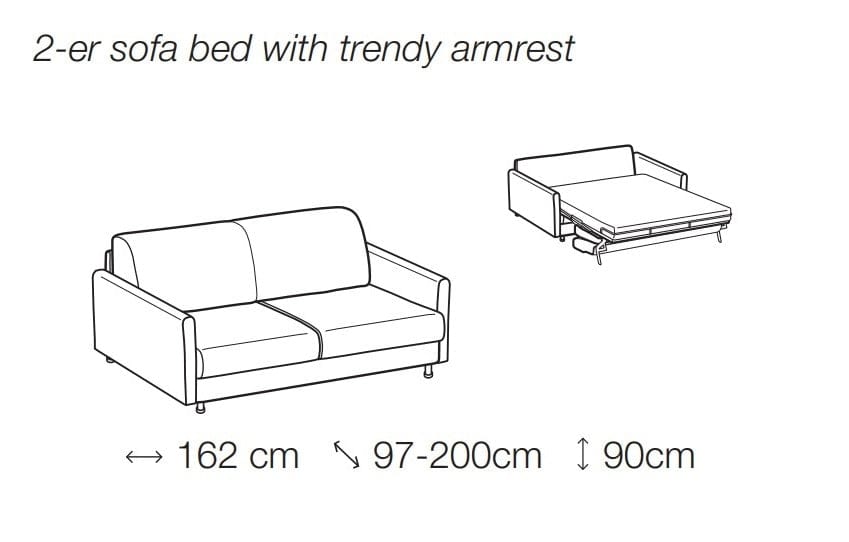 LeComfort Divano Letto 2 posti con contenitore Tabiti Grigio