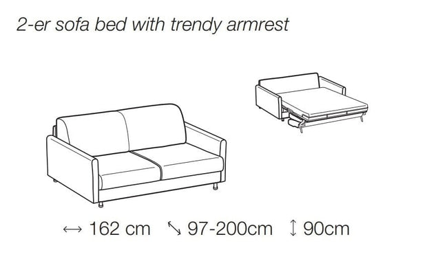 LeComfort Divano Letto 2 posti con contenitore Tabiti Grigio