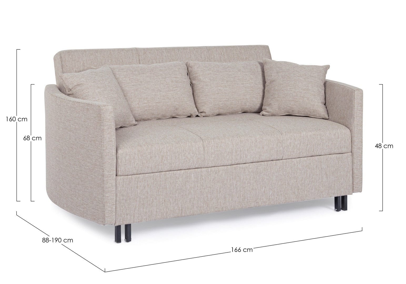Bizzotto Divano Letto 2 posti in tessuto Clayton Beige