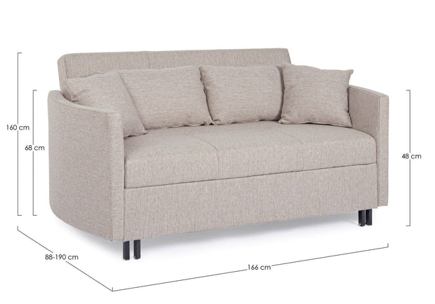 Bizzotto Divano Letto 2 posti in tessuto Clayton Beige