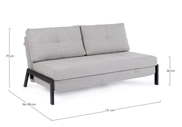 Bizzotto Divano Letto 2 posti in tessuto Hayden Grigio