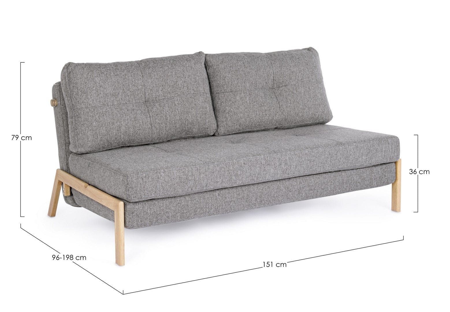 Bizzotto Divano Letto 2 posti in tessuto Hayden Grigio