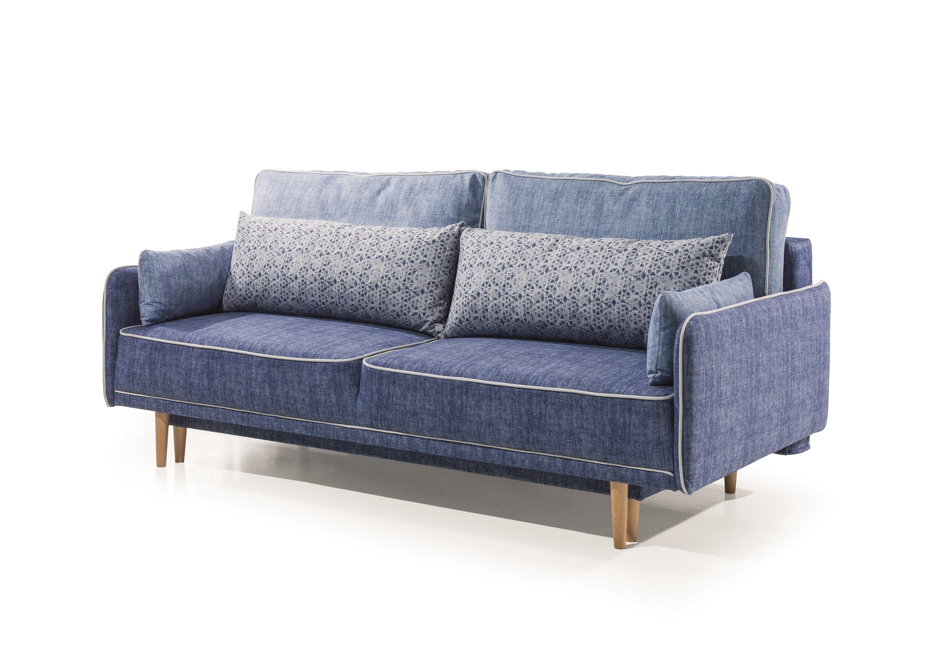 Divano Letto 2 posti in tessuto Sinuo Blu